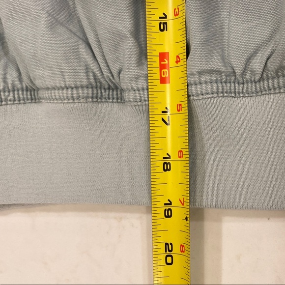 Wild Fable Soft Green-Blue Cropped Canvas Bomber Jacket with Stand-Up Collar - Picture 11 of 11